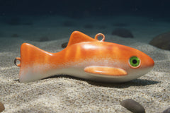 Downrigger Weight, Dredge Fish Weight Orange with eyes