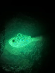 10 Ounce Mean Green UV Guppy Jig with grub tail.