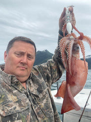 Winged Squid Jig White Glow Blue 15 OZ