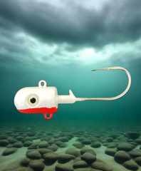 White with Red Bullet Jig With Glow Eyes