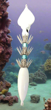 Winged Squid Jig White Glow Blue 15 OZ