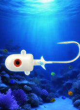 White Glows Blue Bullet Jig With Orange Eyes