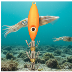 Squid Jig Orange Glow deep sea durability