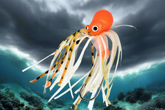 Octopus Jig - Orange Tiger UV great for halibut, lingcod, bottom fish