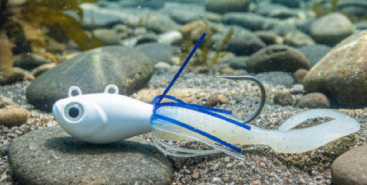 Guppy Jigs with grub tail Blue Ice Ghost 10oz