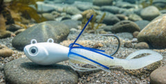 Guppy Jigs with grub tail Blue Ice Ghost 10oz