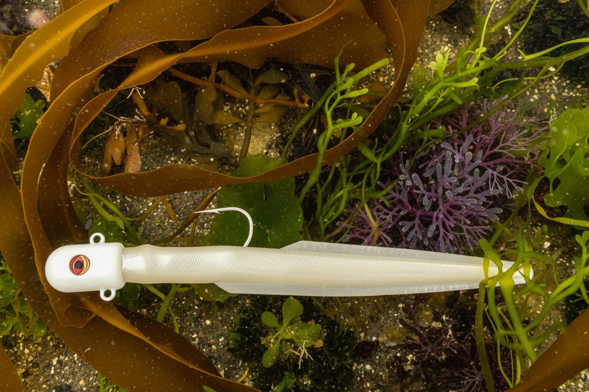 16 OZ Big Eye Bullet Eel Jig White Glow
