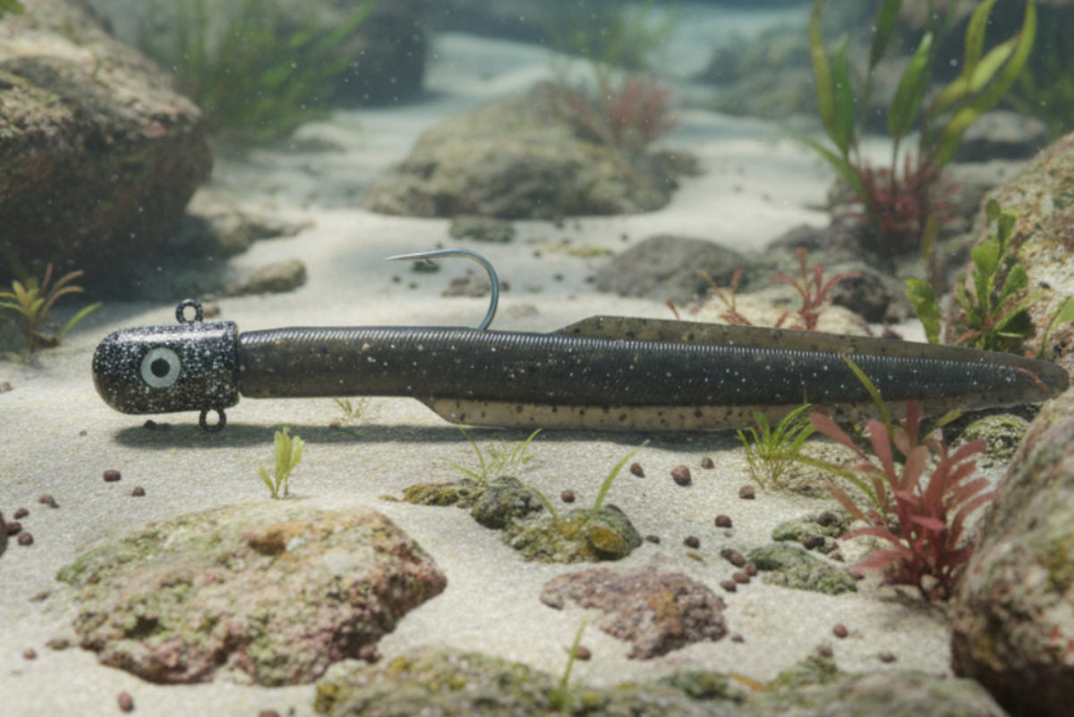 16 OZ Big Eye Bullet Eel Jig Black