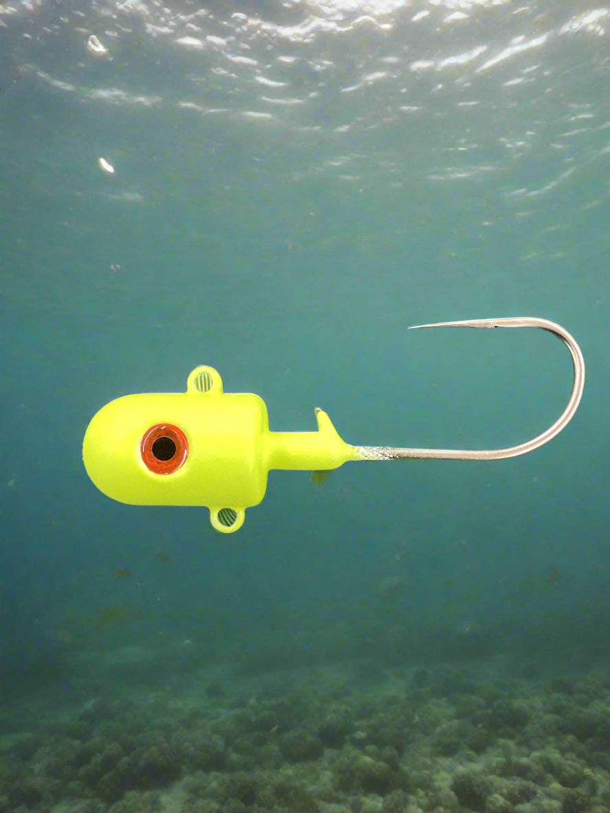 Yellow Glow Bullet Jig With Orange Eyes